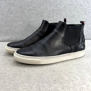 Ted Baker Leather Hi Top Slip-On Ankle Sneaker Shoe - Black -Men Size 8